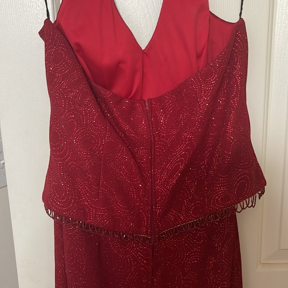 Dress Red floor length sequined evening, wedding or prom gown Christmas party - Picture 6 of 10